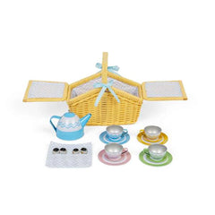 Toy Picnic Set in Yellow Basket-Bigjigs Toys,Kitchens & Shops & School,Play Food,Play Kitchen,Play Kitchen Accessories,SCOTEXCEL-Learning SPACE