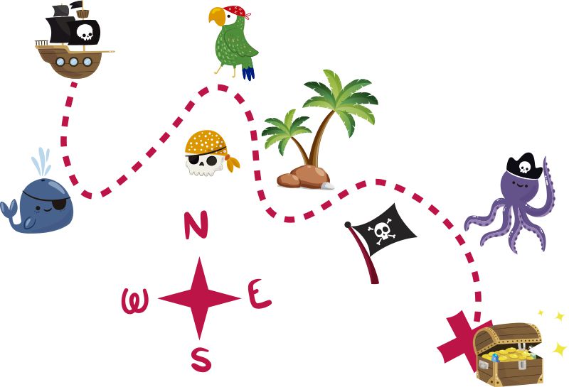 Treasure Map Wall Sticker, 46x31 cm Learning SPACE