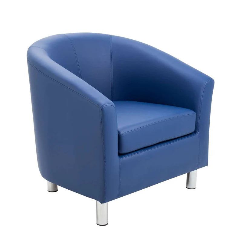 Tub Armchair with Metal Feet, Dark Blue PU Learning SPACE