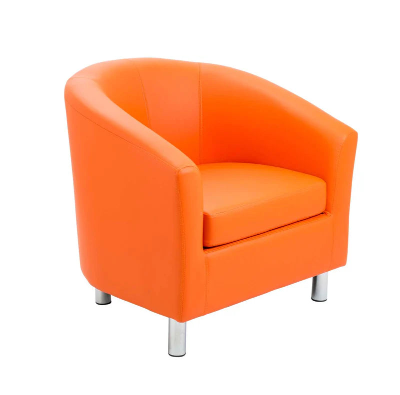 Tub Armchair with Metal Feet, Orange PU Learning SPACE