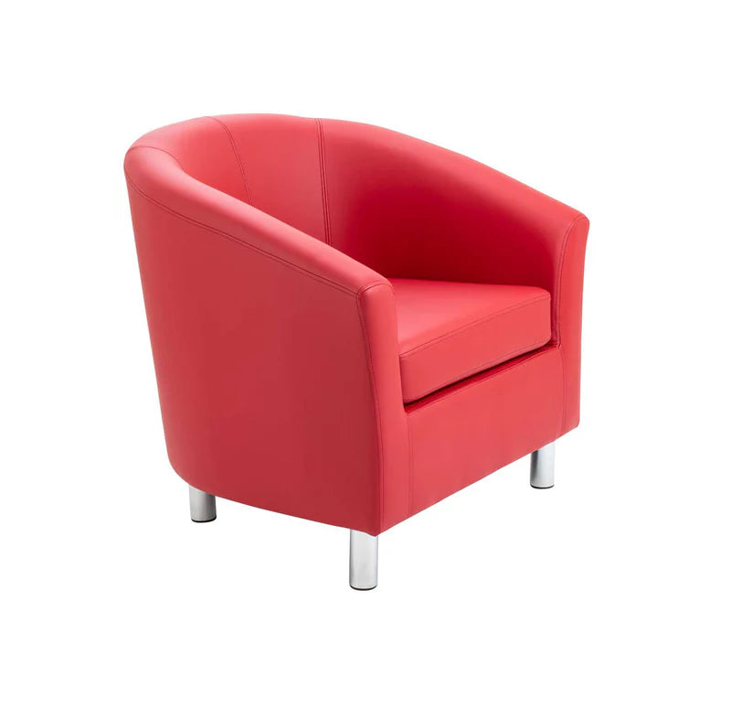 Tub Armchair with Metal Feet, Red PU Learning SPACE