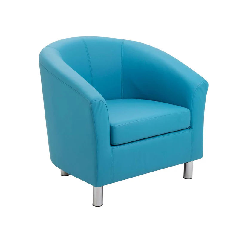 Tub Armchair with Metal Feet, Sky Blue PU Learning SPACE