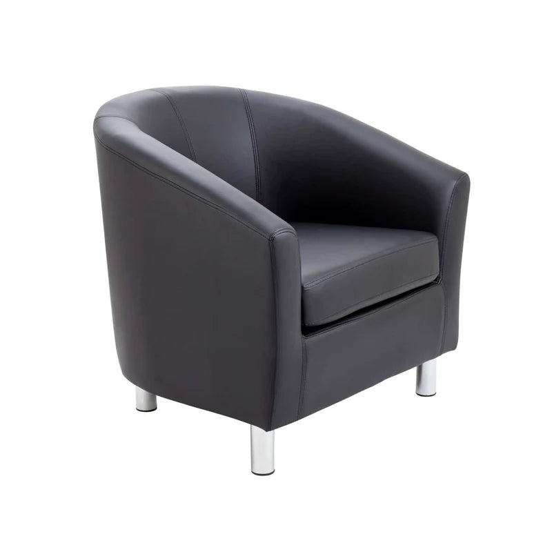 Tub Armchair with Metal Feet, Black PU Learning SPACE
