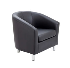 Tub Armchair with Metal Feet, Black PU Learning SPACE