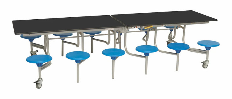 Twelve Seat Rectangular Mobile Folding Table - Suitable for age group 11 years to adult, Blue Grey Blue Learning SPACE