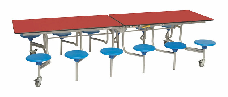 Twelve Seat Rectangular Mobile Folding Table - Suitable for age group 11 years to adult, Red Blue Learning SPACE