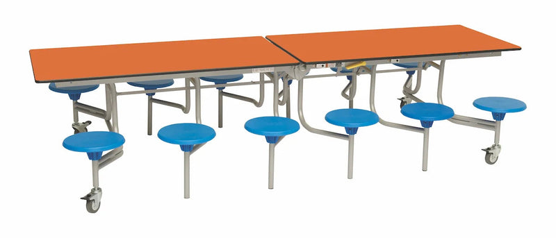 Twelve Seat Rectangular Mobile Folding Table - Suitable for age group 11 years to adult, Orange Blue Learning SPACE