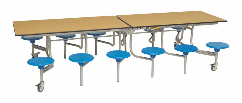 Twelve Seat Rectangular Mobile Folding Table - Suitable for age group 11 years to adult, Oak Blue Learning SPACE