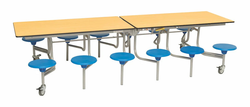 Twelve Seat Rectangular Mobile Folding Table - Suitable for age group 11 years to adult, Maple Blue Learning SPACE