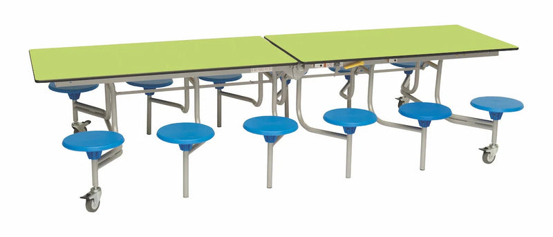 Twelve Seat Rectangular Mobile Folding Table - Suitable for age group 11 years to adult, Lime Blue Learning SPACE