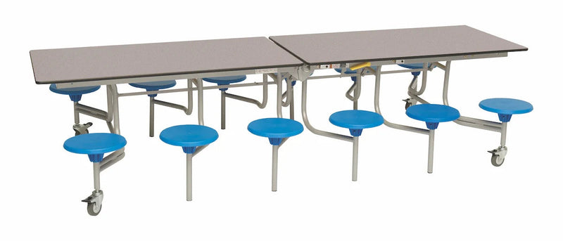 Twelve Seat Rectangular Mobile Folding Table - Suitable for age group 11 years to adult, Grey Fleck Blue Learning SPACE