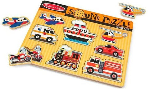 Vehicles Sound Puzzle - 8 Pieces-Baby Wooden Toys,Sound,Sound. Peg & Inset Puzzles,Stock-Learning SPACE