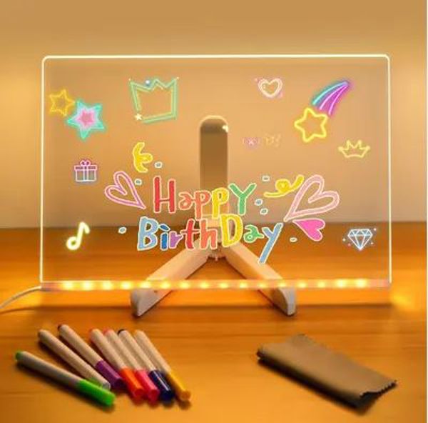 Acrylic LED Message Board (inc 7 markers) - 200x300mm, Learning SPACE
