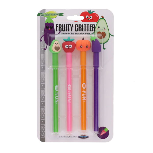 Fruity Critter 4 Pack Erasable Pens