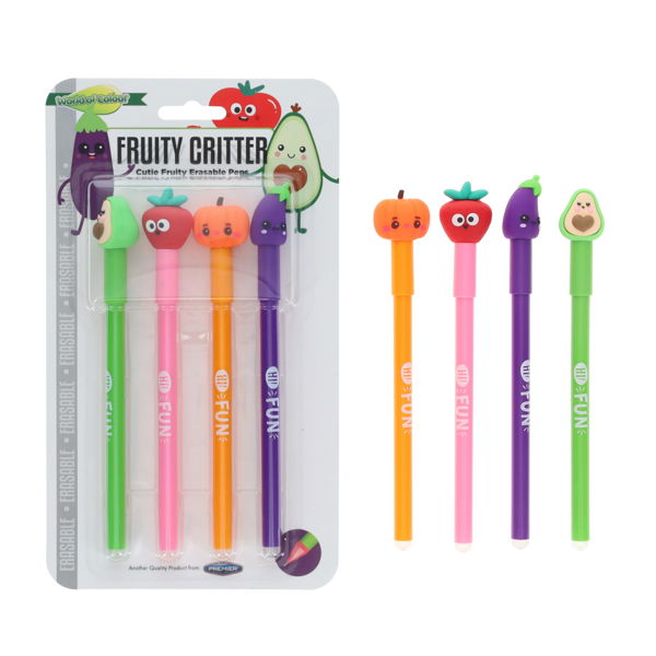Fruity Critter 4 Pack Erasable Pens