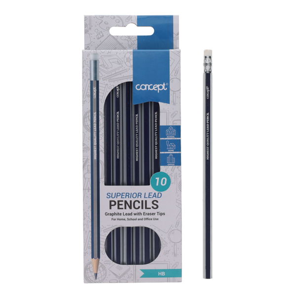 Proscribe HB Pencil Set – 200 Rubber-Tipped Pencils (20 Wallets of 10), Learning SPACE