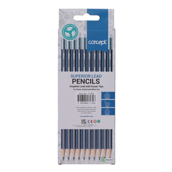 Proscribe HB Pencil Set – 200 Rubber-Tipped Pencils (20 Wallets of 10), Learning SPACE