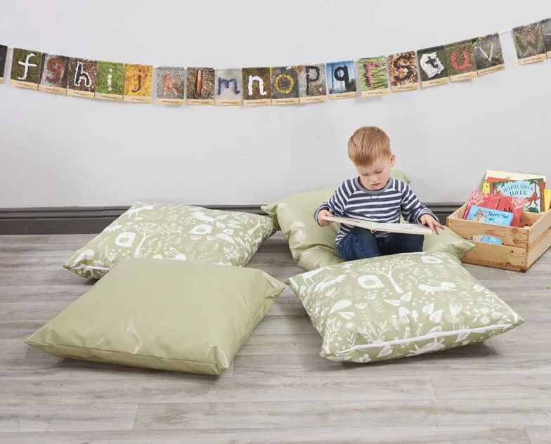 Wipeable Vinyl Woodland Floor Cushions (4Pk), Learning SPACE