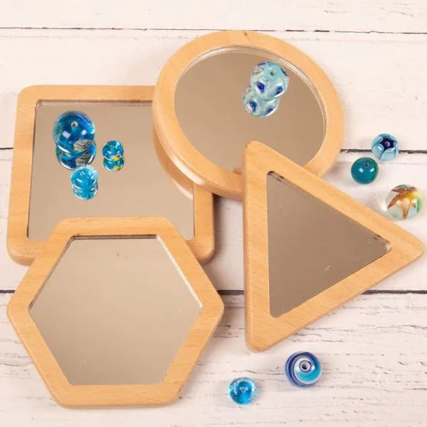 Wood Frame Shape Mirrors (4Pk), Learning SPACE
