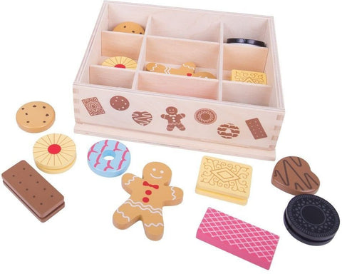 Wooden Box Of Biscuits for Tea Parties - Play Food-Bigjigs Toys,Gifts For 2-3 Years Old,Imaginative Play,Kitchens & Shops & School,Play Food,SCOTEXCEL,Speaking & Listening,Stock,Wooden Toys-Learning SPACE