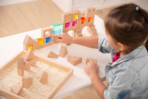 Wooden Building Gem Blocks - 40 Piece Set, Learning SPACE