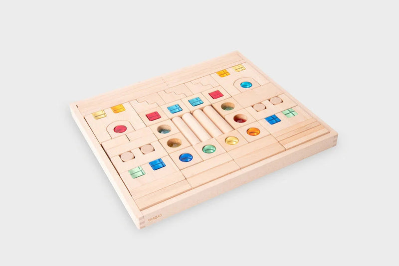 Wooden Building Gem Blocks- 83 piece set, Learning SPACE