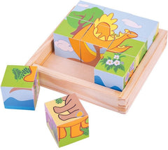 Wooden Dinosaur Cube Puzzle-2-12 Piece Jigsaw,Bigjigs Toys,Dinosaurs. Castles & Pirates,Down Syndrome,Games & Toys,Gifts For 2-3 Years Old,Imaginative Play,SCOTEXCEL,Sound. Peg & Inset Puzzles,Stock-Learning SPACE