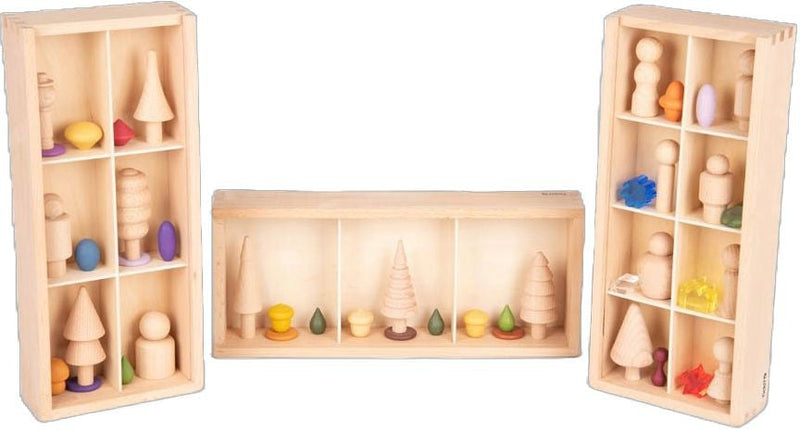 Wooden Discovery Boxes Montessori Sorting & Sensory Play Pk3, Learning SPACE