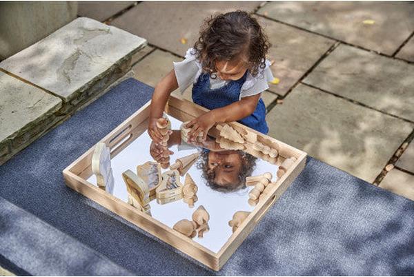 Wooden Mirror Tray, Learning SPACE