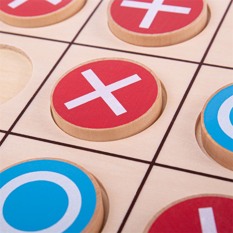 Wooden Noughts and Crosses Game – Classic Tic Tac Toe Set, Board Games Learning SPACE