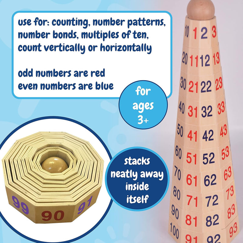 Wooden Number Stackable Tower, Learning SPACE