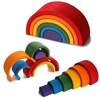 Wooden Rainbow Stacking Arches - Great For Montessori And Nurture Rooms, Learning SPACE