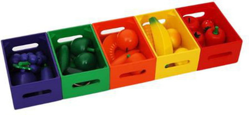 Wooden Sorting Fruit & Vegetable Crates - Play Food, Learning SPACE