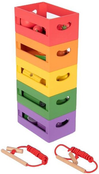 Wooden Sorting Fruit & Vegetable Crates - Play Food, Learning SPACE