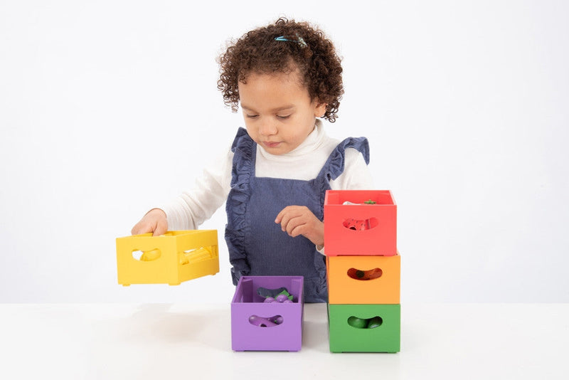 Wooden Sorting Fruit & Vegetable Crates - Play Food, Learning SPACE