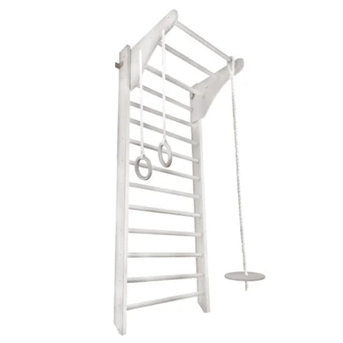 Wooden Wall Bars with Accessories - Gross Motor Aid-Exercise,Gross Motor and Balance Skills,Indoor Swings,Sensory Climbing Equipment-White-MGWBW-Learning SPACE