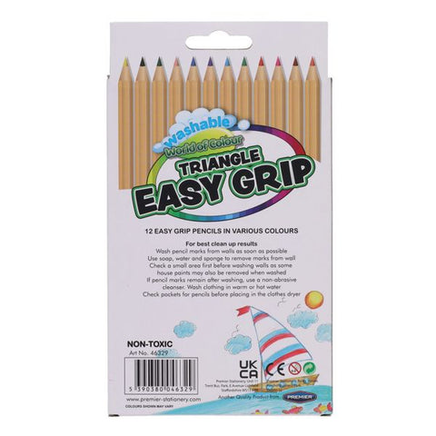 World of Colour Jumbo Triangle Easy Grip Colour Pencils 12 Pack, Learning SPACE