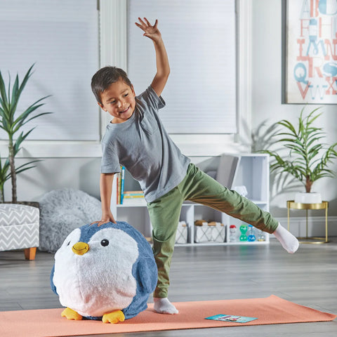 Yoga Ball Buddy with BubblePlush™ – Puppy or Penguin, Learning SPACE