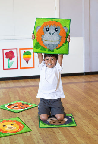 Zoo Conservation™ 30 Mini Placement Carpets with Holdall-Classroom Packs,Dropship,Kit For Kids,Mats,Mats & Rugs,Nature Sensory Room,Rugs,Sit Mats,Square,Wellbeing Furniture,World & Nature-Learning SPACE