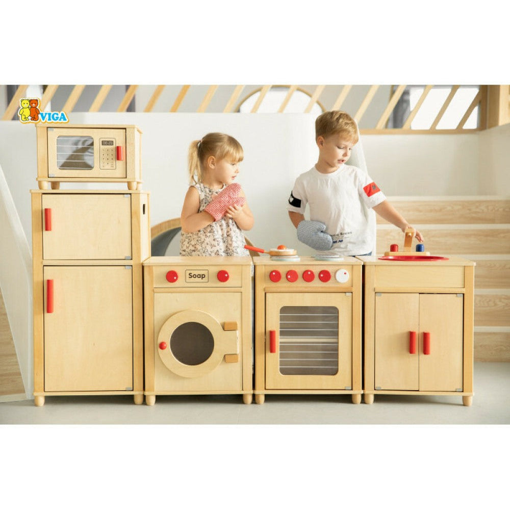 Kitcher Learning Area Natural Kitchen Play Set | Wooden Role Play Kitchen | Learning SPACE