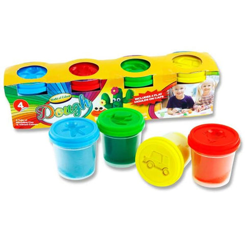 Play Dough with Mould Lid 4x140g Pots