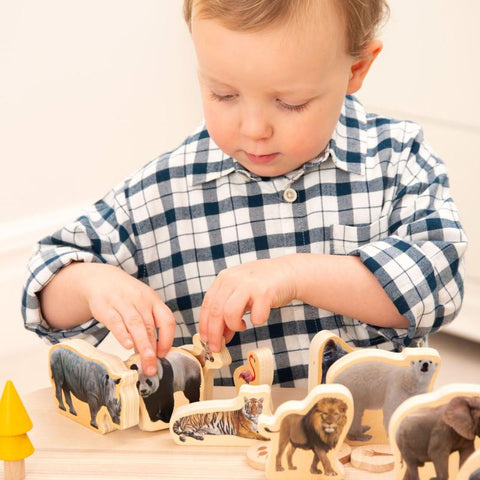 Wooden Wild Animal Blocks - Pk15, Learning SPACE
