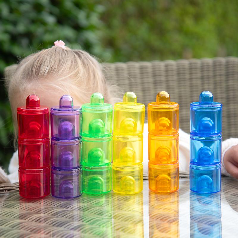 Translucent Colour Stackable Pot Set - Pk18, Learning SPACE