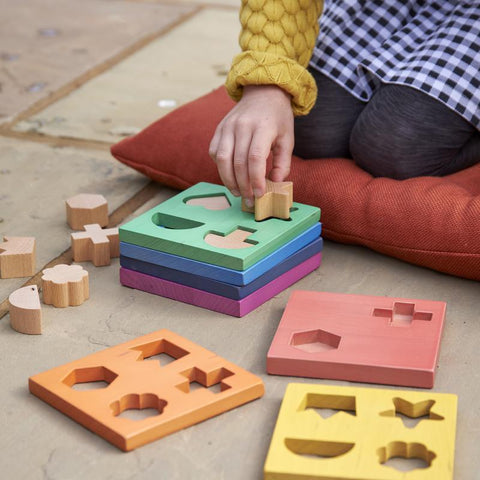 Rainbow Wooden Shape Stacker, Learning SPACE