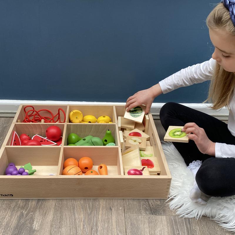 Wooden Sorting Tray - 7 Way, Learning SPACE