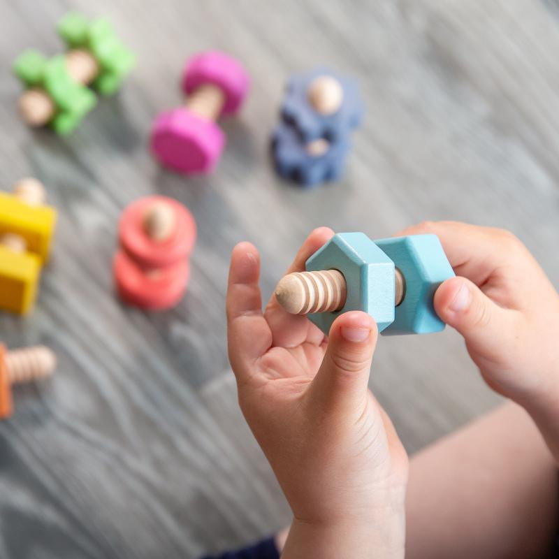 Rainbow Wooden Nuts & Bolts - Pk21, Learning SPACE