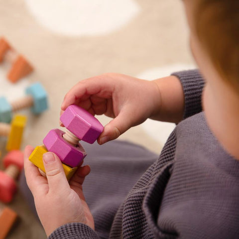 Rainbow Wooden Nuts & Bolts - Pk21, Learning SPACE