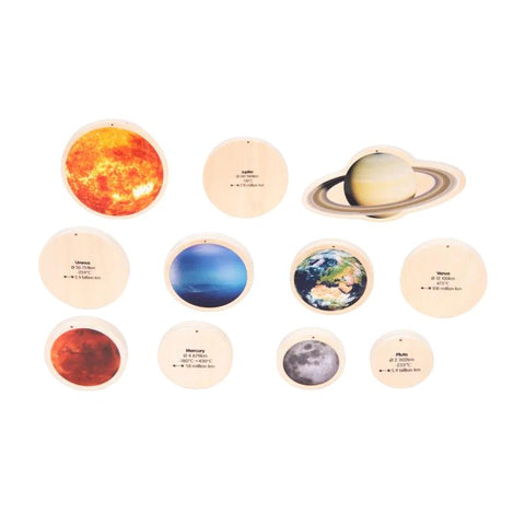 Wooden Solar System Discs - Pk11, Learning SPACE