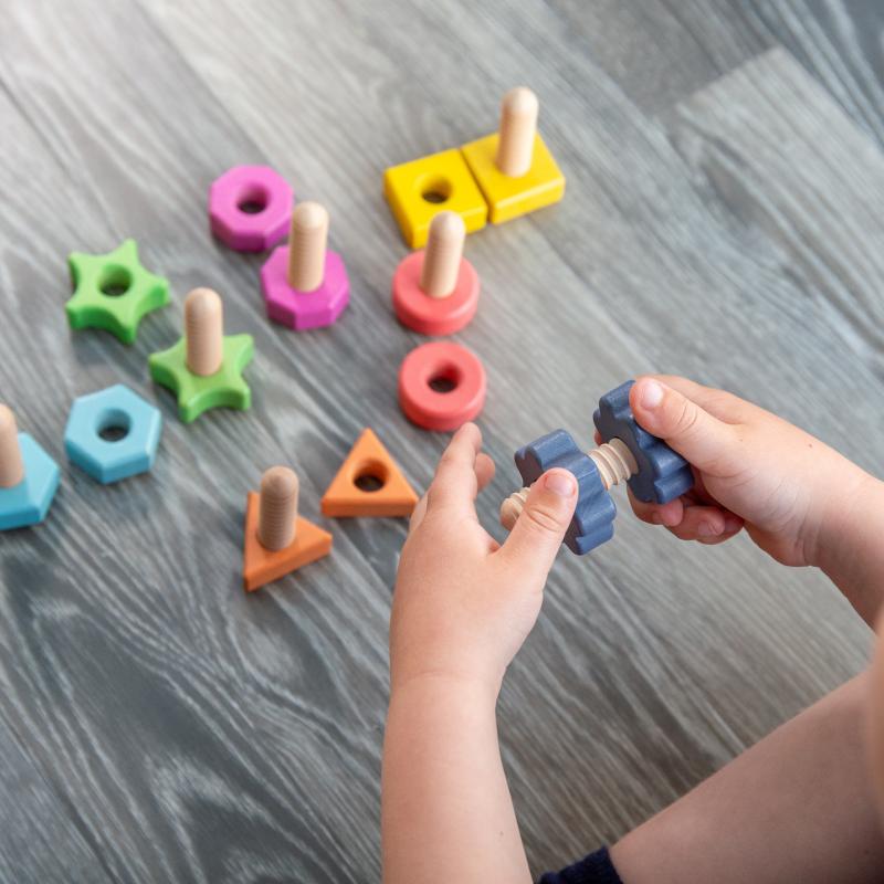 Rainbow Wooden Nuts & Bolts - Pk21, Learning SPACE