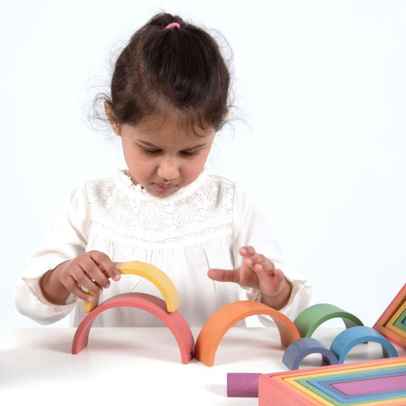 Wooden Rainbow Stacking Arches - Great For Montessori And Nurture Rooms, Learning SPACE